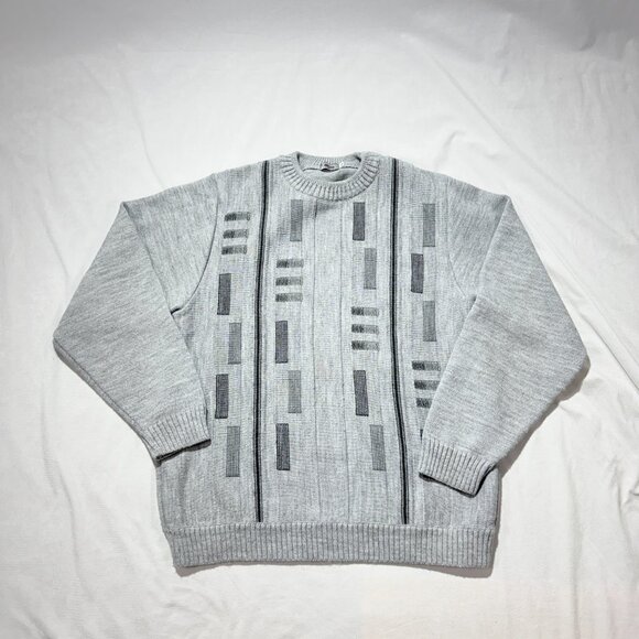 Mila Men's Pullover Sweater Large Gray Geometric Pattern - Picture 2 of 7